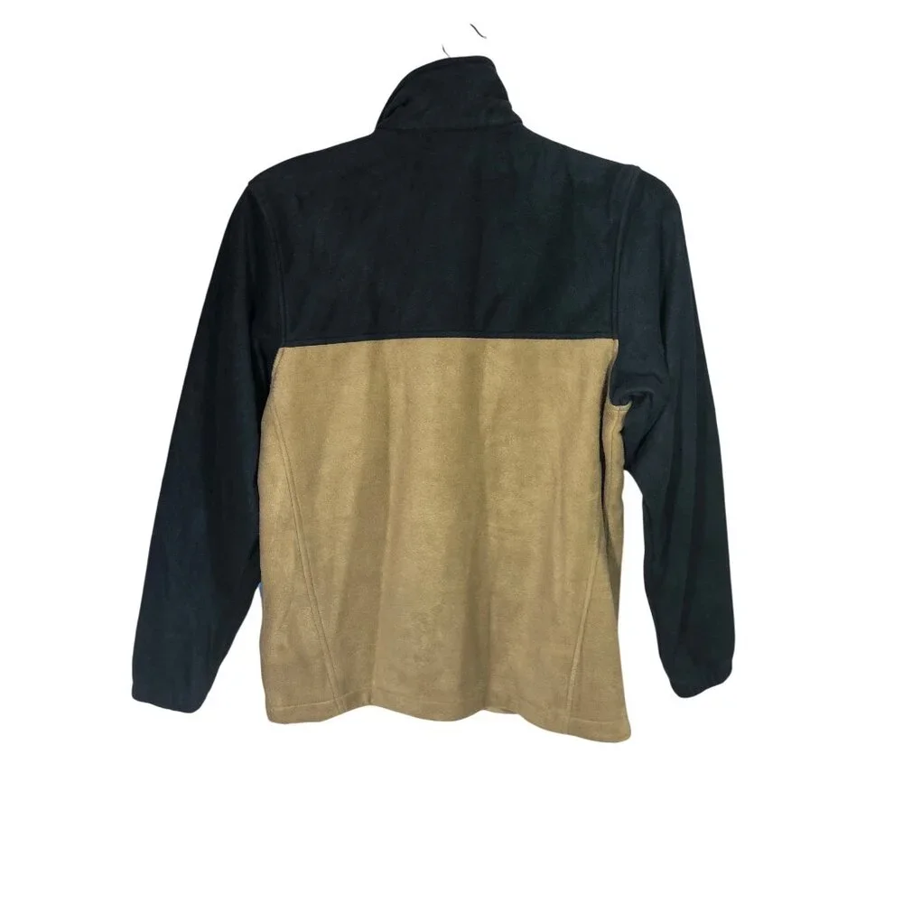 New Columbia Fleece Jacket Mens Small Steens Mountain Full-Zip Black Tan Pockets
